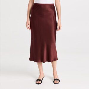 Anine Bing Satin "Bar" Skirt in Burgundy, size large